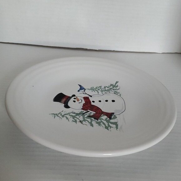 Fiestaware Fiesta 9" Snowman Bird Ceramic Luncheon Plate Classic Rim White - Picture 4 of 16
